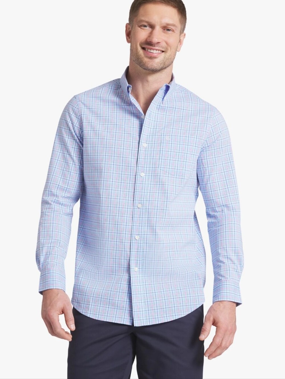 Chaps Men's & Big Men's Long Sleeve Easy Care Stretch Poplin Shirt